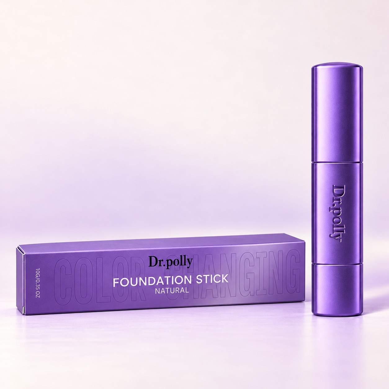Dr.polly purple foundation stick studio product illustration